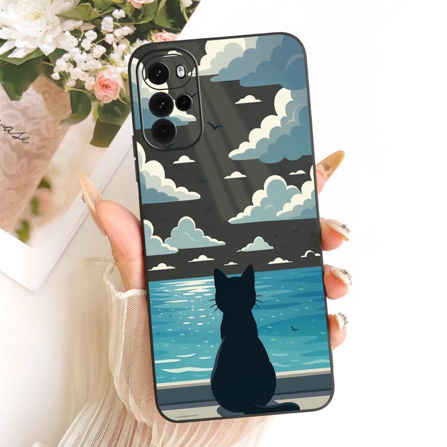Für Motorola Moto G22 G32 G42 Hülle XT2231-1 XT2235-2 XT2235-2 Niedliche Katze Schmetterling Cartoon Weiche Hülle Für Moto G62 5G MotoG42 Capa