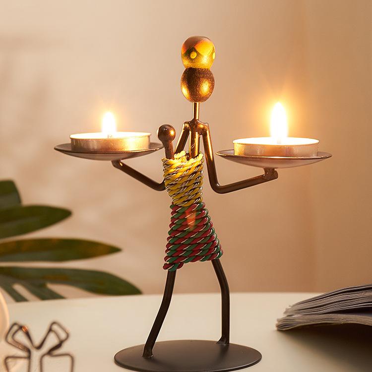Luxury European-Style Creative Retro Wrought Iron Candlestick for Dining Table Decor and Candlelight Ambiance