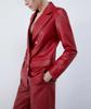 Soft Lambskin Leather Handmade Formal Red Women's Leather Blazer New Genuine