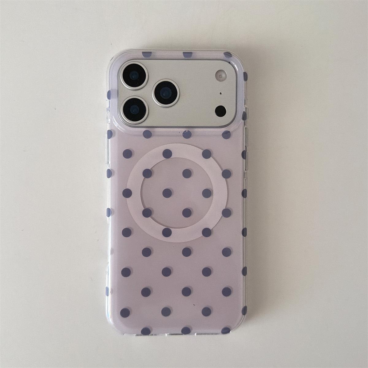 

Premium Magnetic Polka Dot Phone Case for iPhone 14/13, Apple 17/16/15 PROMAX - Double Layer and Drop-proof 17 Pro