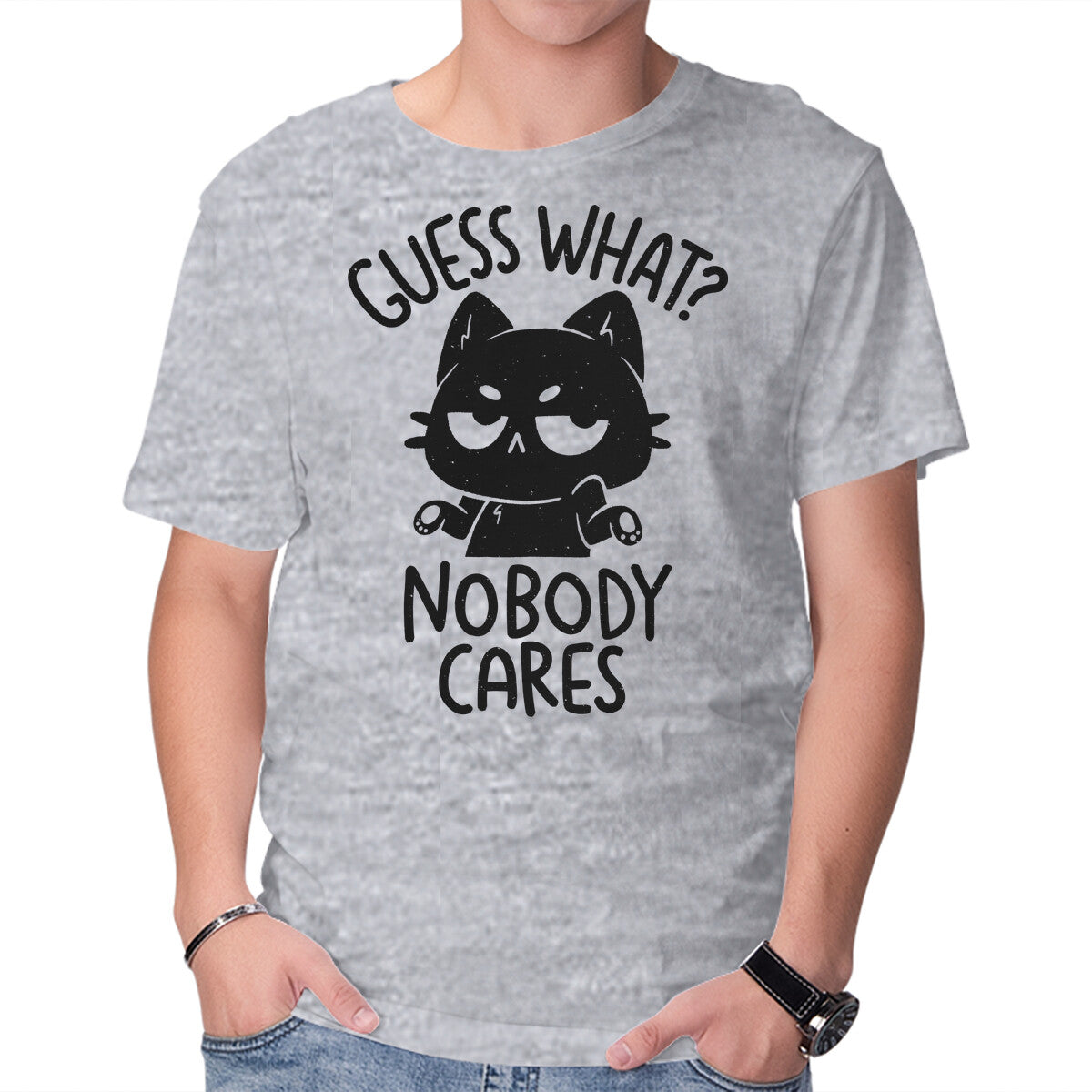 Unisex Crew Neck T-Shirt Guess What Nobody Cares Graphic Short Sleeve Casual Tee XXXL
