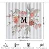Custom Initial Monogrammed Shower Curtain For Bathroom Decor Watercolor Floral Design, White, Pink Gray Colors (M S