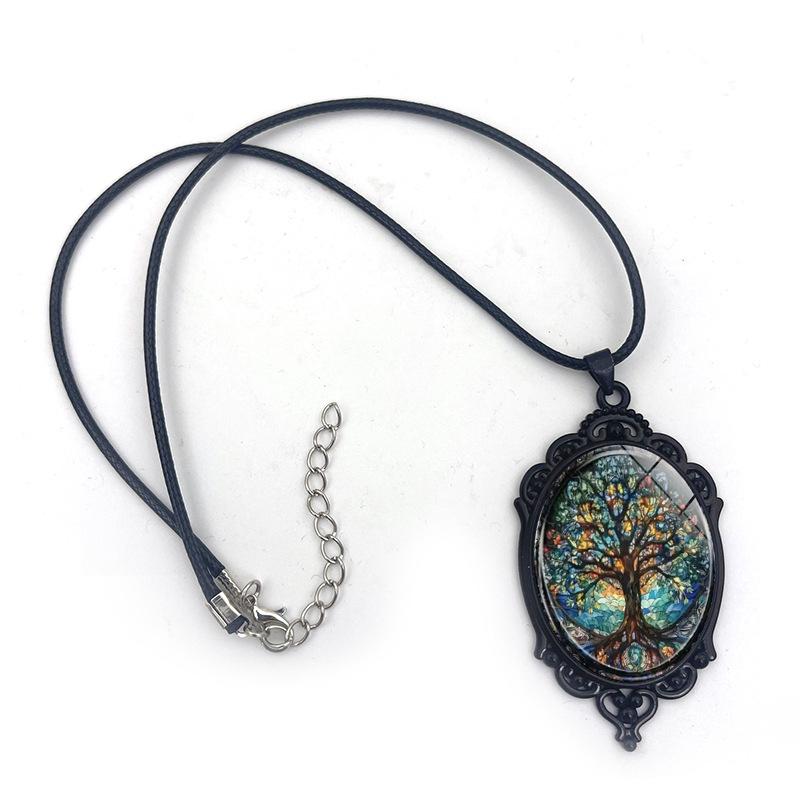 Retro Tree of Life Oval Female Versatile Jewelry Retro Small Gift Pendant Necklace