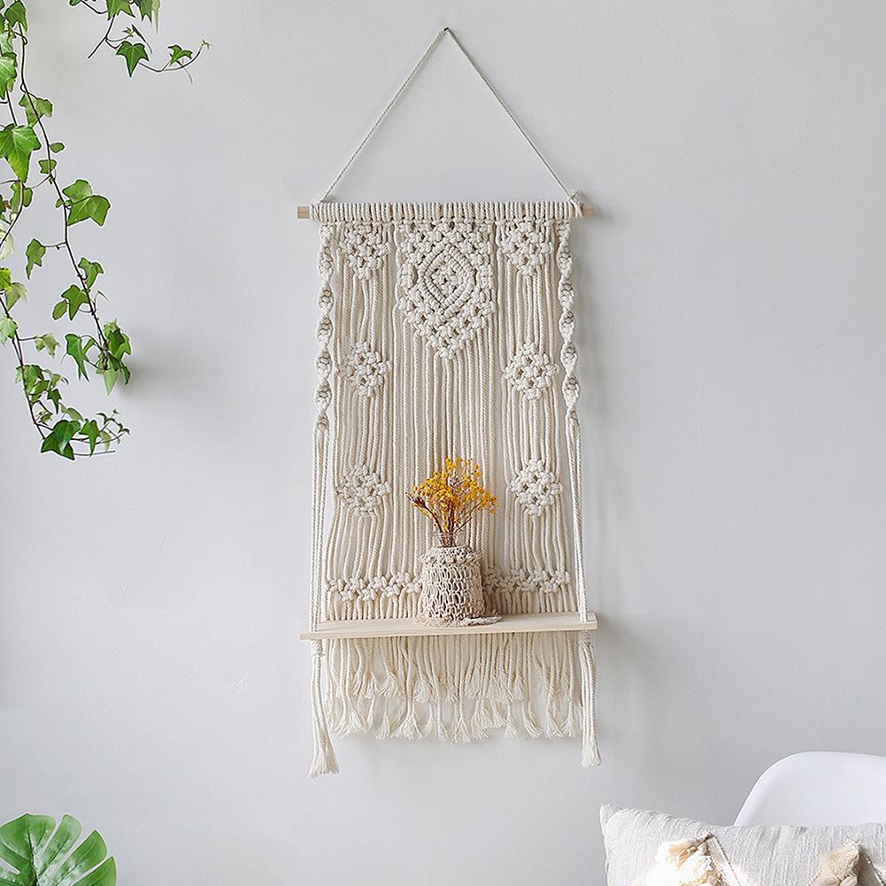 Bohemian Hand-Woven Tapestry Wall Shelf & Flower Pot Rack