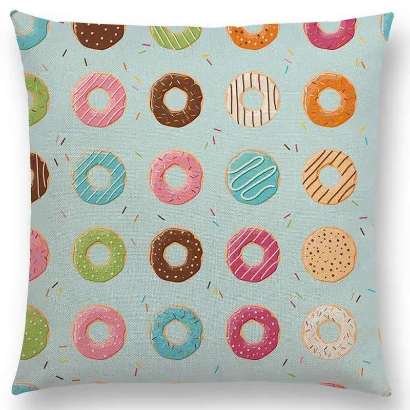 Colorful Prints Cushion Cover Chocolate Candy Donuts Pretty Ice Cream Pattern Color Party Sofa Throw Pillow Case Decor