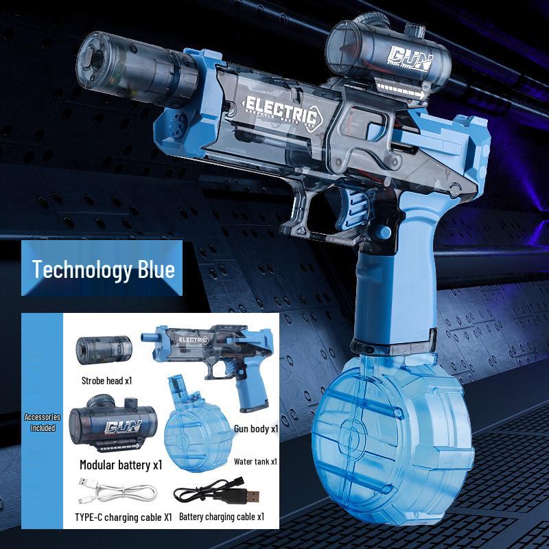 Large Capacity Electric Water Gun Toy for Kids - Continuous Spray and Fire Light Effects