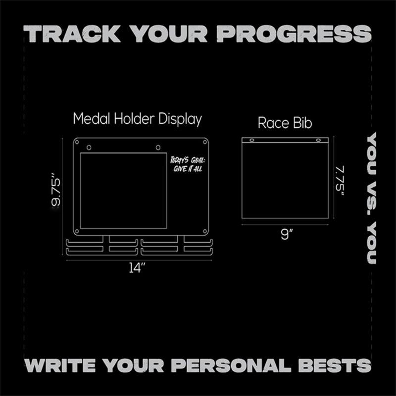 Wall Mounted Marathons Medals Display Organiser With Race Bib Holder Blackboard For Runners Carbon Steel Hanger