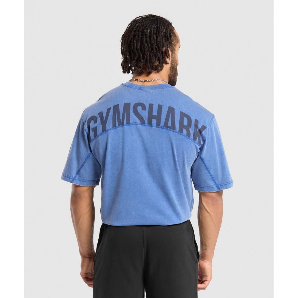 

Футболка GYMSHARK Power Washed, винтажная синяя A2A9H UCBK XS