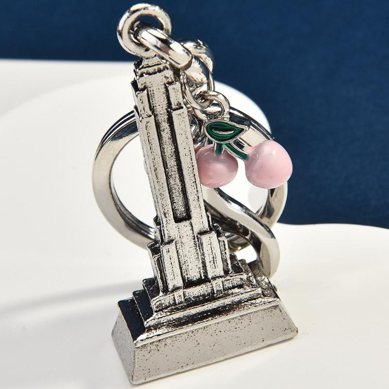 Vibrant Cherry Tower Keychain Colorful Sturdy Alloy Fashion Accessory Stylish Bag Hanging Ornament For Bags Gifts