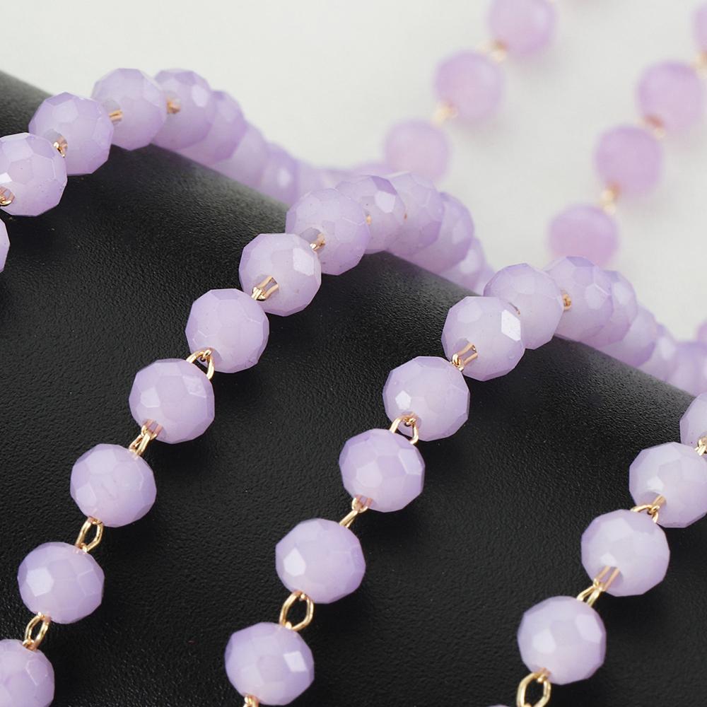 1meter Colorful Beads Beaded Chain Glass Crystal Beads Necklace Chain Accessories for Jewelry Making Components Crafts DIY