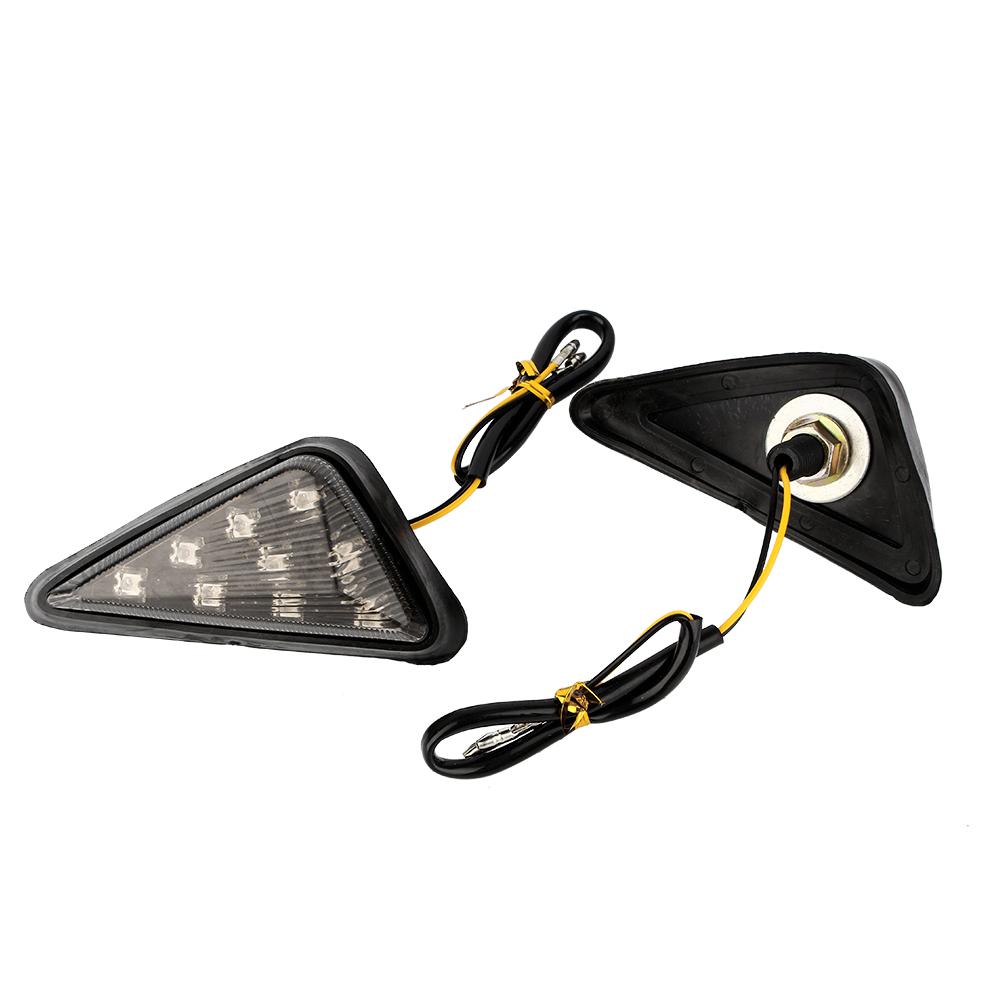 2x Motorcycle 12V Euro Triangle Flush Mount Turn Signal Smoke Amber LED Light AP