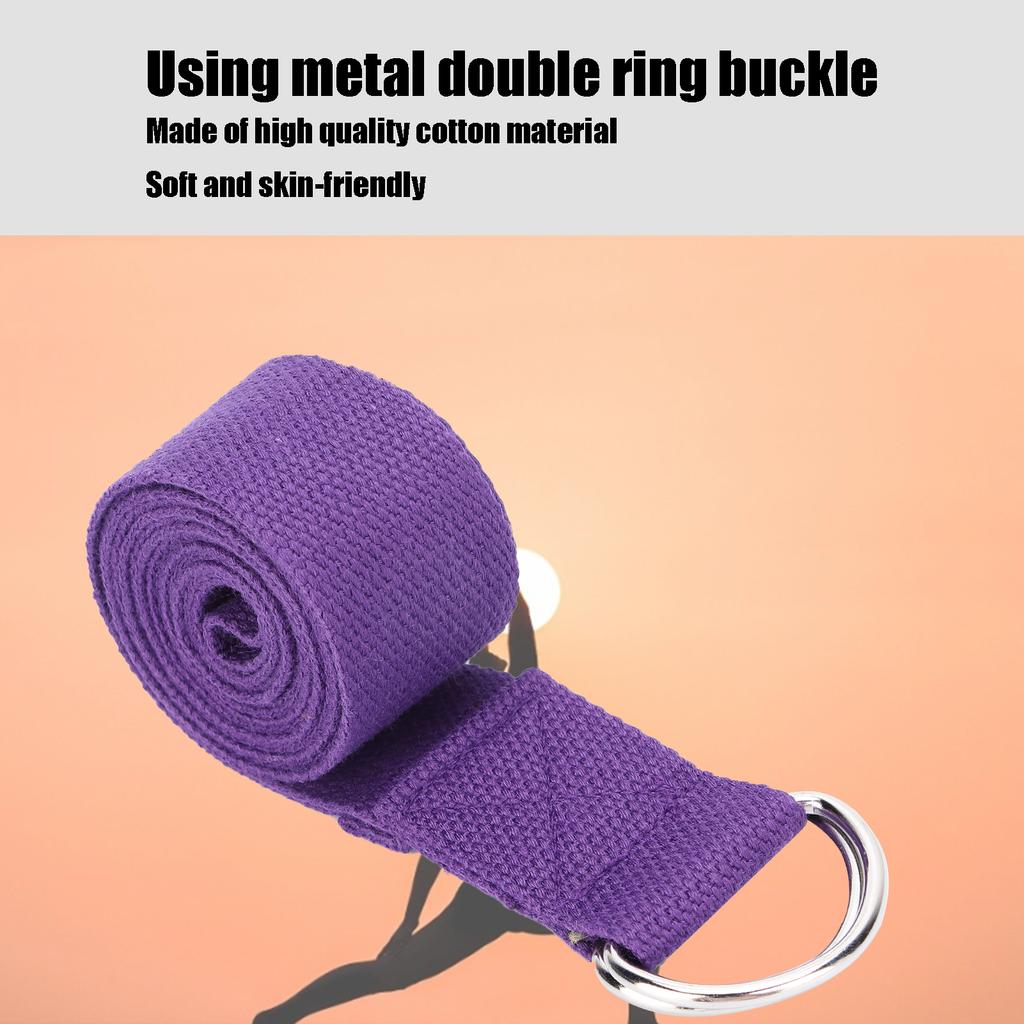 Fitness Stretching Strap NonElastic Stretch   Strap Cotton Fitness Bands with DRing Buckle(Purple )