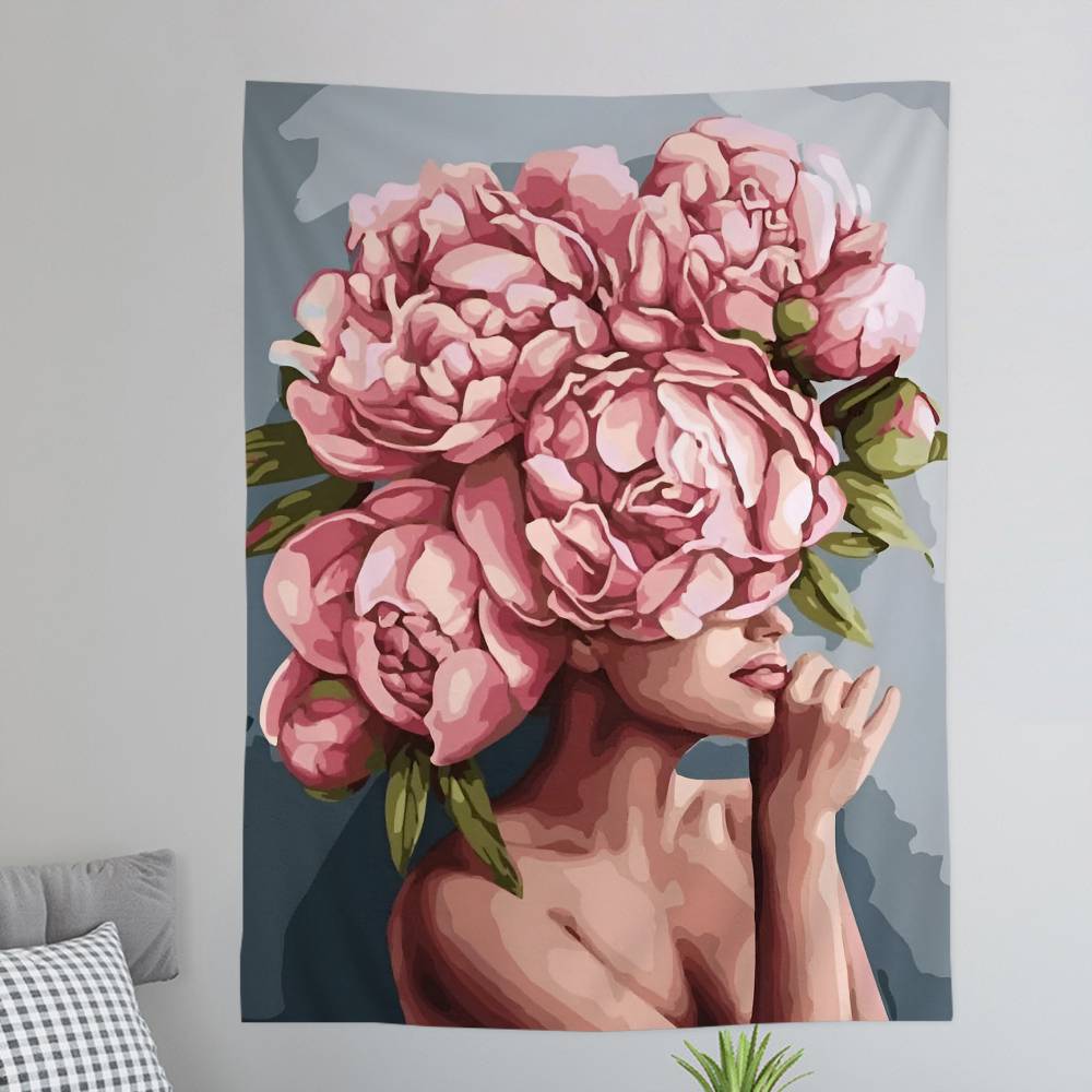 Abstract Flowers Girl Colorful Tapestry Wall Hanging Bohemian Wall Tapestries Mandala Wall Hanging Sheets