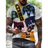 3D Digitaldruck Herren Freizeit Lebendiges Neon Game Controller Design T-Shirt Neu im Rundhals Kurzarm Gamer T-Shirt für Männer