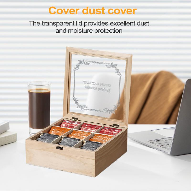 Tea Box Organizer Tea Bag Holder 9 Compartments Decorative Teabag Holder Containers Teabox Station Display For Friends Lovers