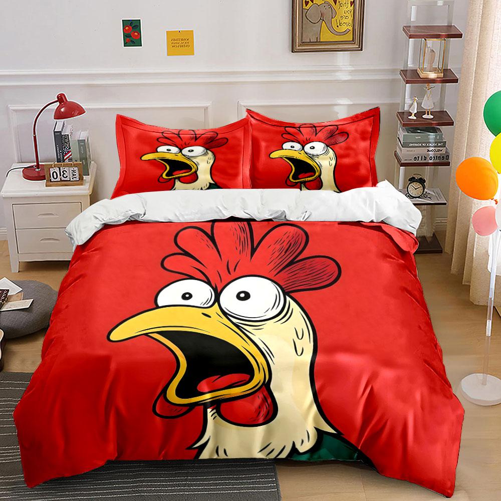 

Cartoon chicken face pattern. Bedding sets Duvet cover sets Duvet covers Pillowcases(1 * Duvet Cover 2 * Pillowcases, without duvet insert) 135x200cm