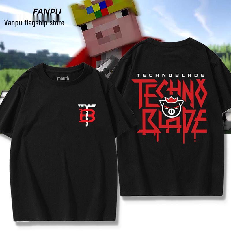 

Футболка Minecraft Technoblade Король Свиней - Унисекс Летняя Свободного Кроя 2XL