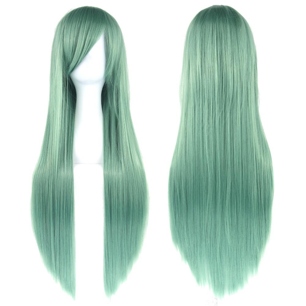 Heat Resistance Long Synthetic Hair 80cm Anime Straight Hairpiece Halloween Cosplay Wigs  Costume