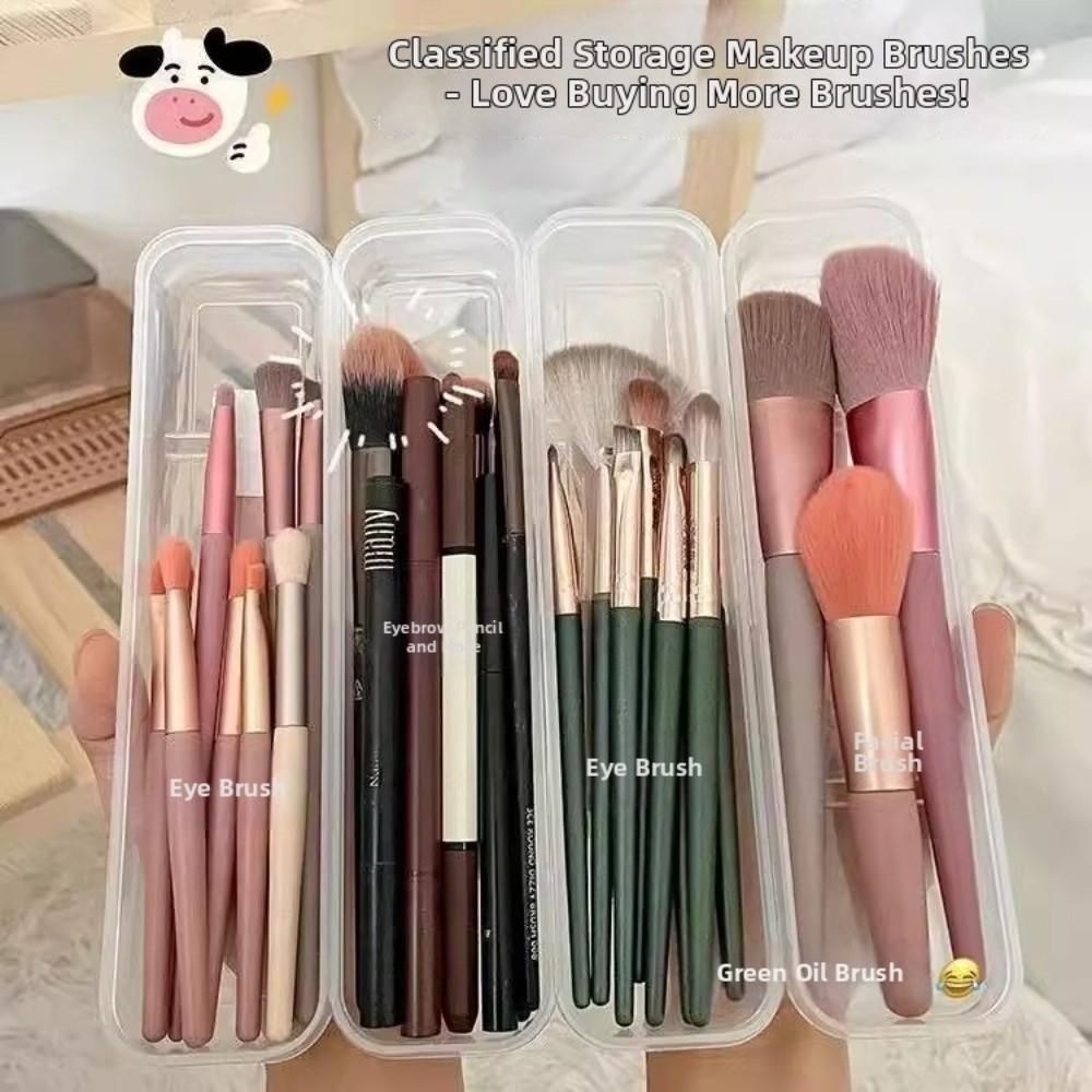 3 pcs Dustproof Lid Cosmetics Storage Box Portable Clear Storage Case Makeup Brush Organizer  Travel