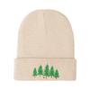Autumn Winter Wool Beanie: Simple Knit Hat with Big Tree Embroidery for Men & Women - Warm, Outdoor, Casual Style