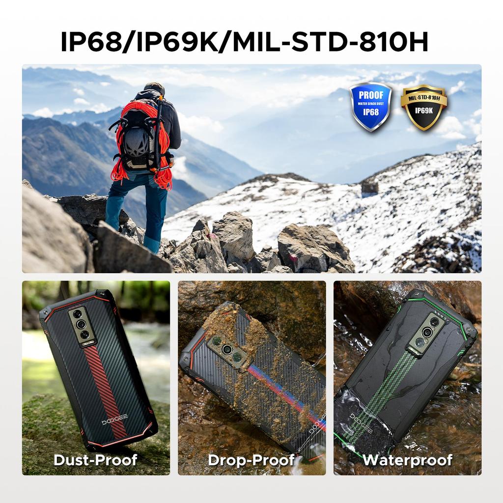 DOOGEE Blade 10 Energy Rugged Smartphone, 6150mAh Battery Android 15 Phone with 24GB RAM+128GB ROM, 6.56 inch 90Hz