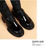 Casual leather shoes 2026 autumn British business formal thick soled high rise shiny surface trendy round toe men's shoes