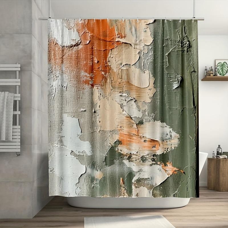 

Retro Olive Green Abstract Art Washable Dirt-Resistant Shower Curtain Shower Head Waterproof Polyester Bath Curtain W60H190(CM)-1 Pcs