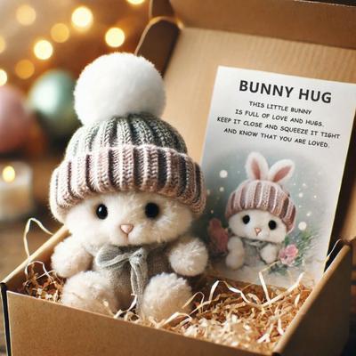 Mini Coniglietto Abbraccio Pasquale Fatto a Mano Regalo con Biglietto Coniglietto Peluche Ripieno in Scatola Coniglietto Tascabile Carino Regalo di Supporto Emotivo per Donne Uomini