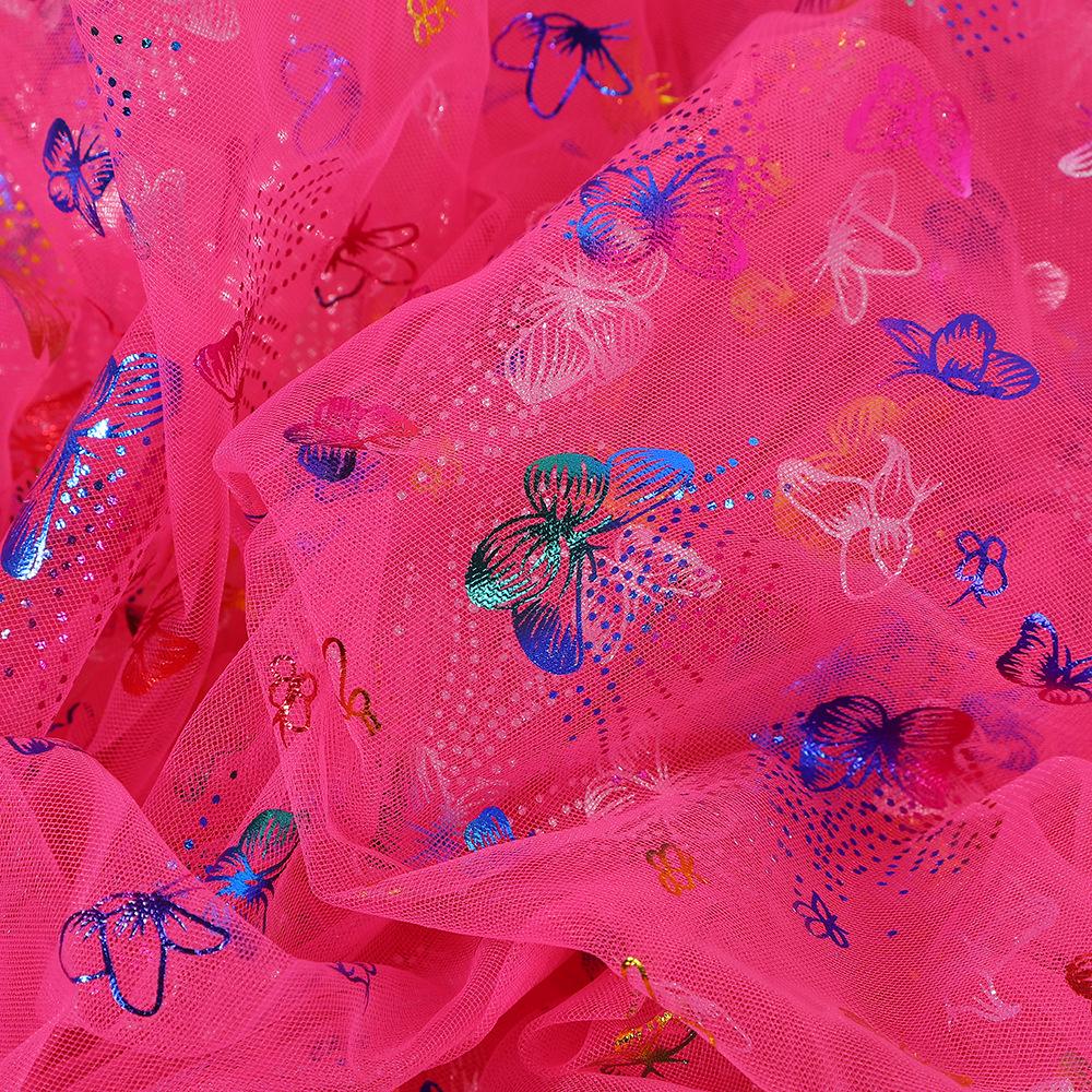 Seven-Color Hot Stamping Butterfly Mesh Fabric for Wedding Dresses, Evening Gowns, DIY Crafts, Women's and Children's Apparel Accessories