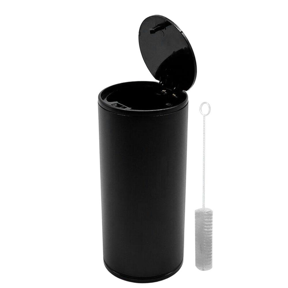 Car Ashtray Portable Ash Tray with Lid & Brush Mini Desktop Trash Can Windproof Aluminum Alloy Auto Ashtray for Outdoor Travel