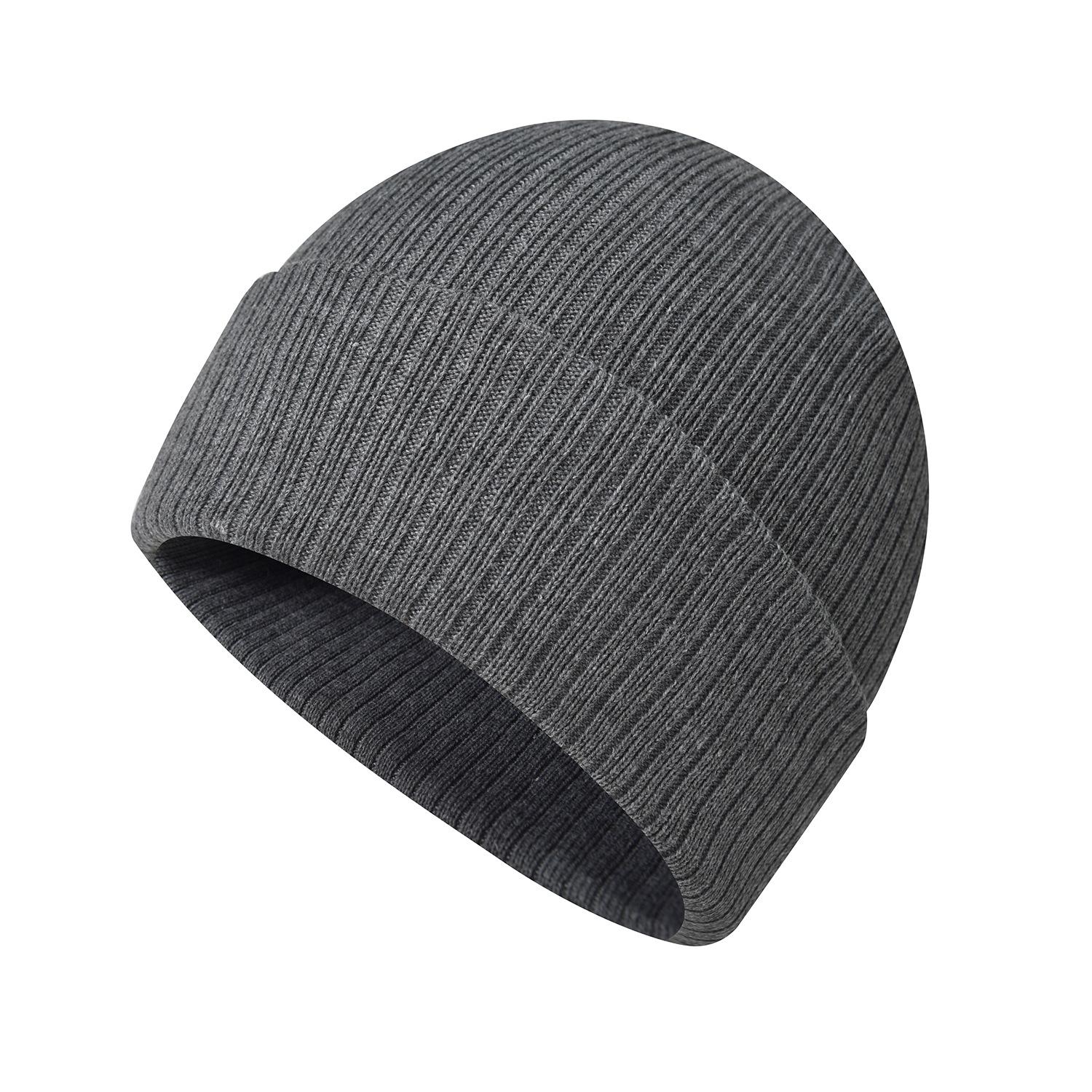 

Мужская зимняя теплая вязаная шапка, утолщенный переработанный материал, уличная велосипедная шапка-бини, модная шерстяная шапка 54-58cm серый