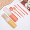 4Pcs Wheat Straw Cutlery Set Portable Tableware Reusable Spoon Knife Chopsticks Fork Travel Picnic With Carrying Box