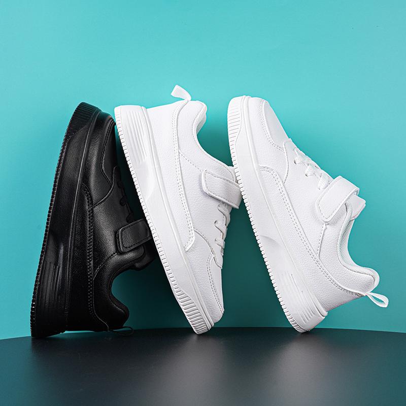 Kids Leather Sneakers Waterproof Casual Sports Shoes Non-slip Children's White Skateboard Shoes Size 26-40