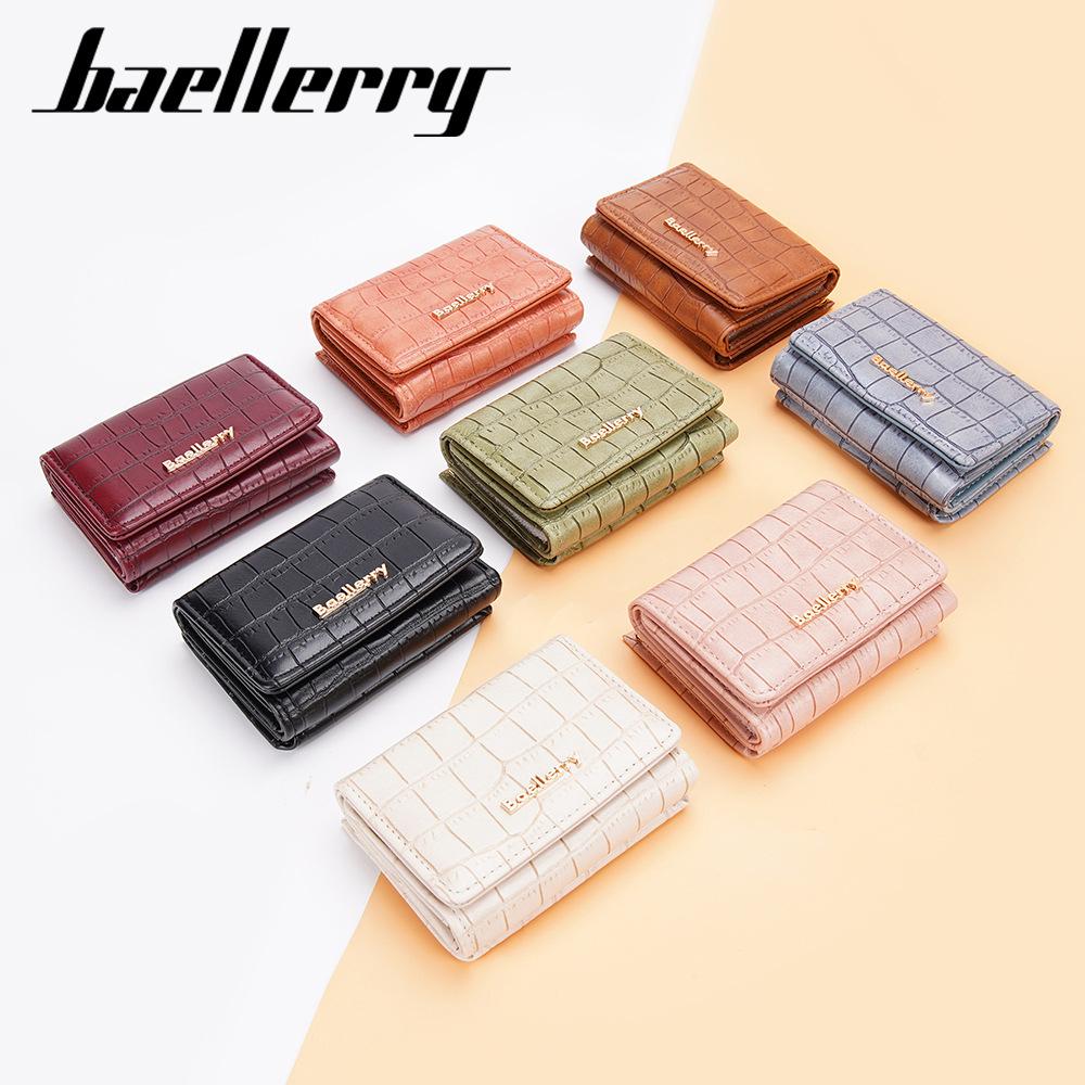 Baellerry Women's Billfold Short Wallet Stone Texture Trifold Purse Snap Closure Coin Purse Fashion Card Holder