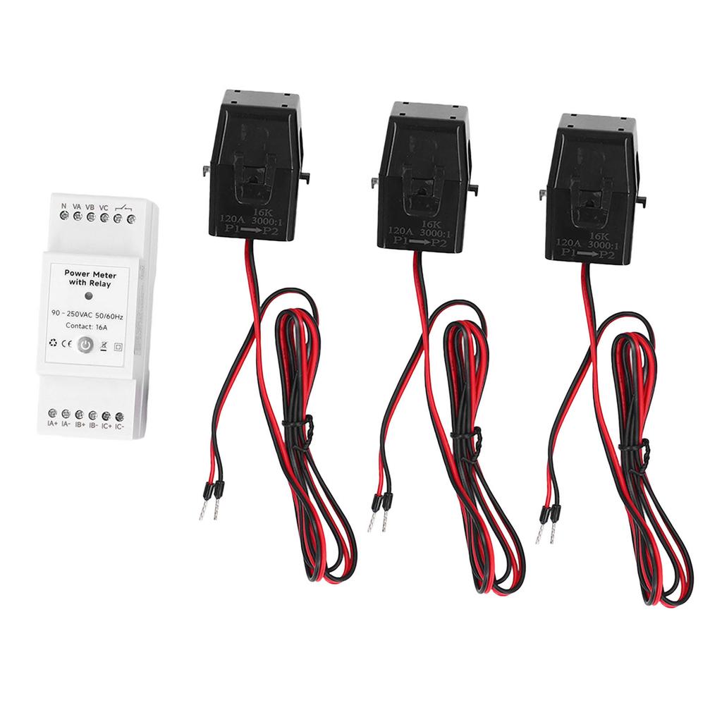 WiFi Energy Monitor 3 Phase 4 Wire Smart APP Control Electricity Usage Meter with Relay and 3x120A C