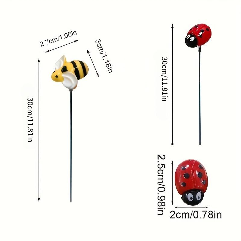 20pcs Bee & Ladybug Resin Stake Decorations Modern Floor-Mounted Garden Plugs for Outdoor Flower Beds Lawn Paths Potted Plants