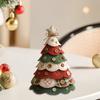 Yousheng Fabric Christmas Tree Figurine Handmade Multi-layer Felt Xmas Tree Ornament with Buttons And Star Topper Holiday DIY Patchwork Craft