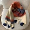 Dopamine Color Striped Handmade Hairball Warm Scarf Women's Winter Thickened Cold-proof Couple Scarf Shawl