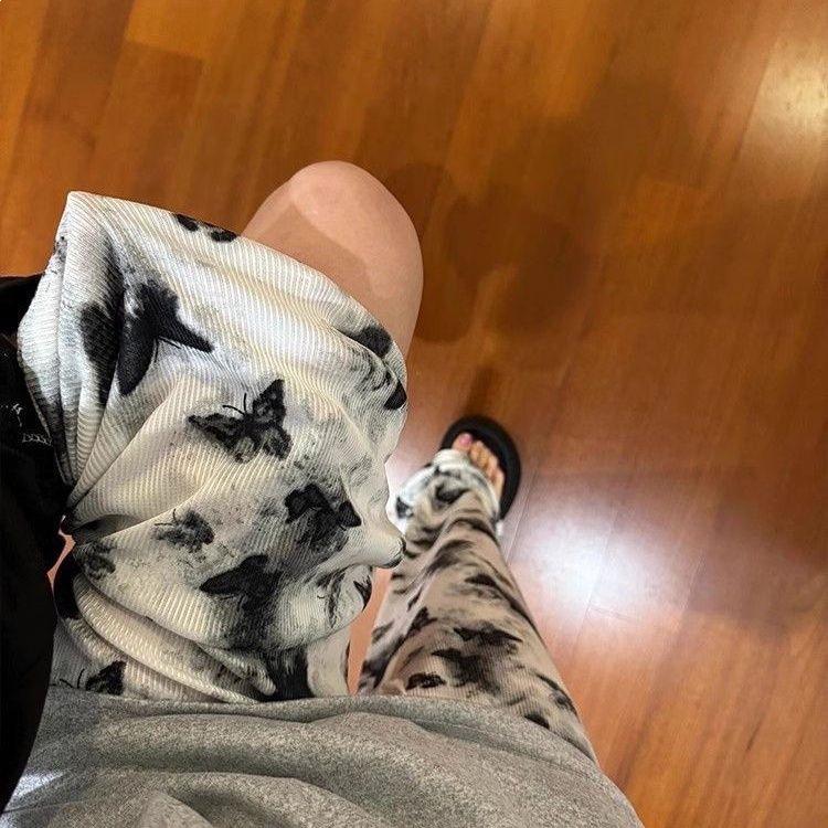 

Extra Large Ice Silk Chinese Ink Painting Wide-Leg Pants for Women - Summer Plus Size, Lightweight, Anti-Mosquito, Sun Protection. L 80-110 jin