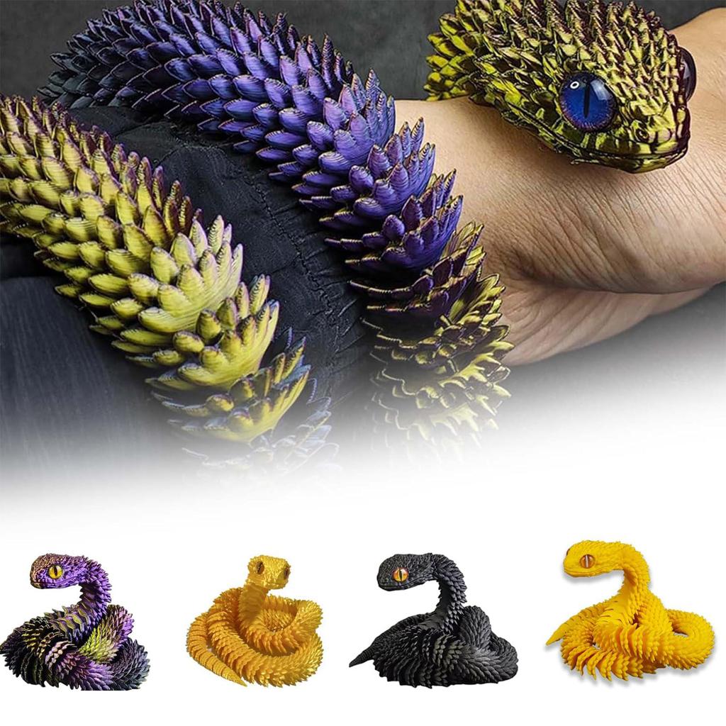3D Printed Animals Snake Toys Magic 3D Printed Animals Flexible Snake Fidget Toy Desktop Pet Articulated Snake Collectibles