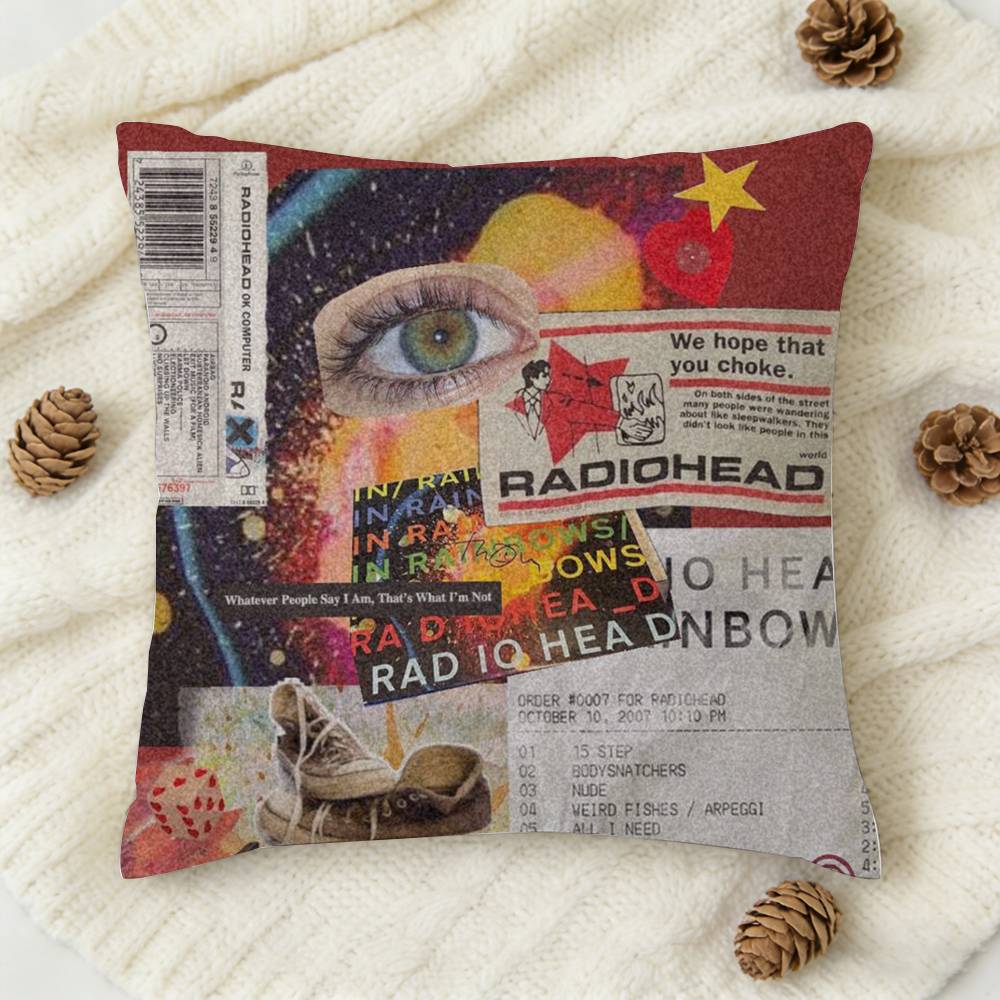 RRadiohead In Rainbows Skin Sticker Wrap Doublesided Printed Square Decorative Cushion Cover for Sofa Living Room Home Decor