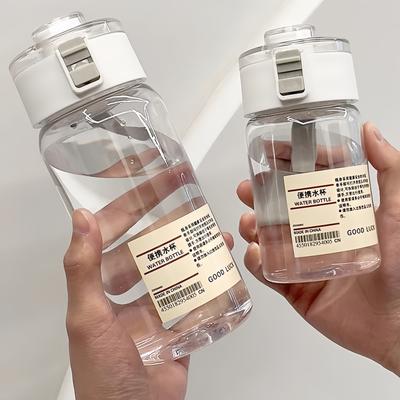 Kawaii Plastic Transparent Water Bottle Leakproof Simple Portable Outdoor Travel Office Water Bottle Juice Cup Beach Drinkware