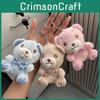 Cartoon Cute Checkered Bow Teddy Bear Plush Toy Pendant For Decoration Bag