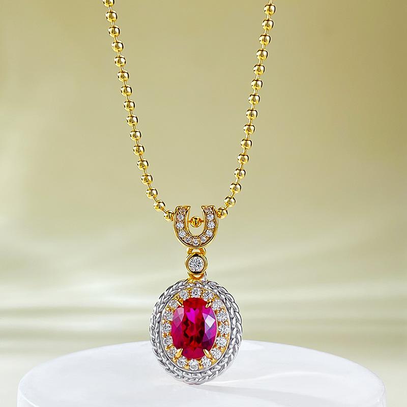 New S925 Silver Oval Four Claw Necklace, Niche Fashion, Light Luxury, Exquisite, High-quality Wedding Jewelry, Hot Selling