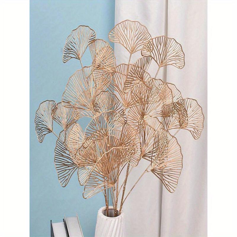 1 Golden Apricot Leaf Artificial Plant for Weddings, Parties and Home Decor - Realistic Simulation of Ginkgo Biloba for Indoor Table Center