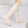 Elastische Kniehohe Schaftschuhe Frau Große Größe Warm Flache Lange Stiefel für Frauen Frühling 2025 Chic und Elegant Gyaru Y2k Pu Trend 39