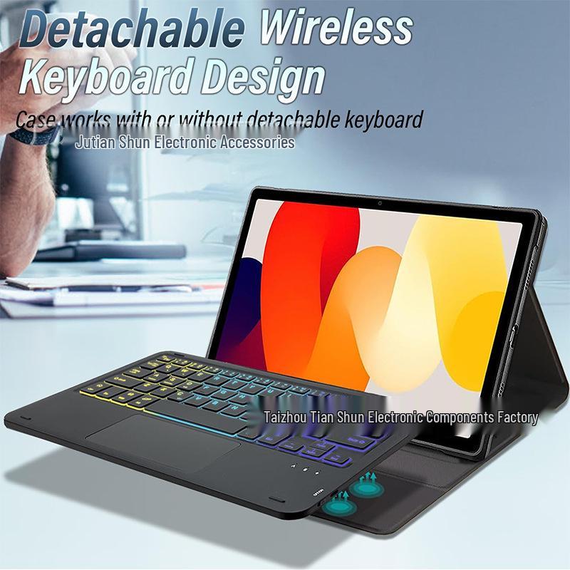 Redmi Pad 2 Tablet Case SE11 with Colorful Backlit Bluetooth Keyboard - Russian/French Layout.