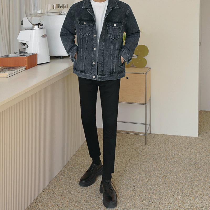 Autunno Nuovo Giacca di Jeans da Uomo Stile Coreano Trendy Giacca Larga Abbigliamento da Uomo Giacca da Lavoro
