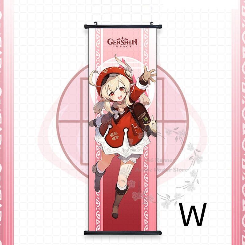 Impact Genshin Scroll Hanging Painting Anime Character Bedroom Decoration Painting Comic Exhibition Two-Dimensional Poster