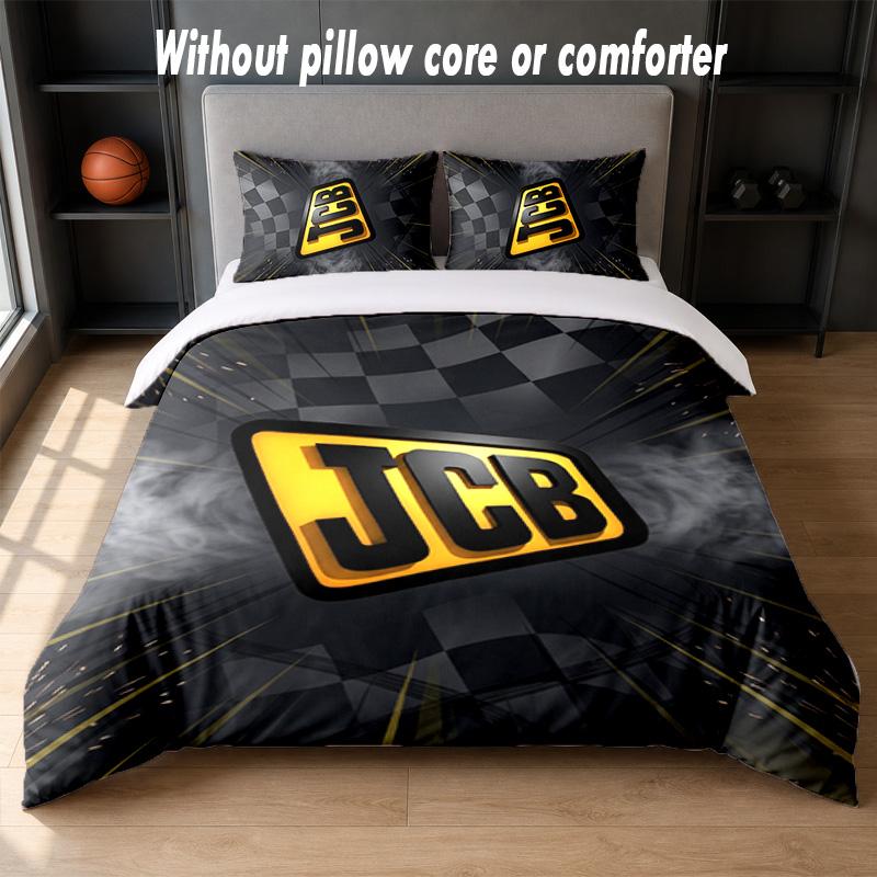 JCB Design Bed Bedding Set 1 Duvet Cover + 2 Pillowcases Soft Breathable Household Bed Linens